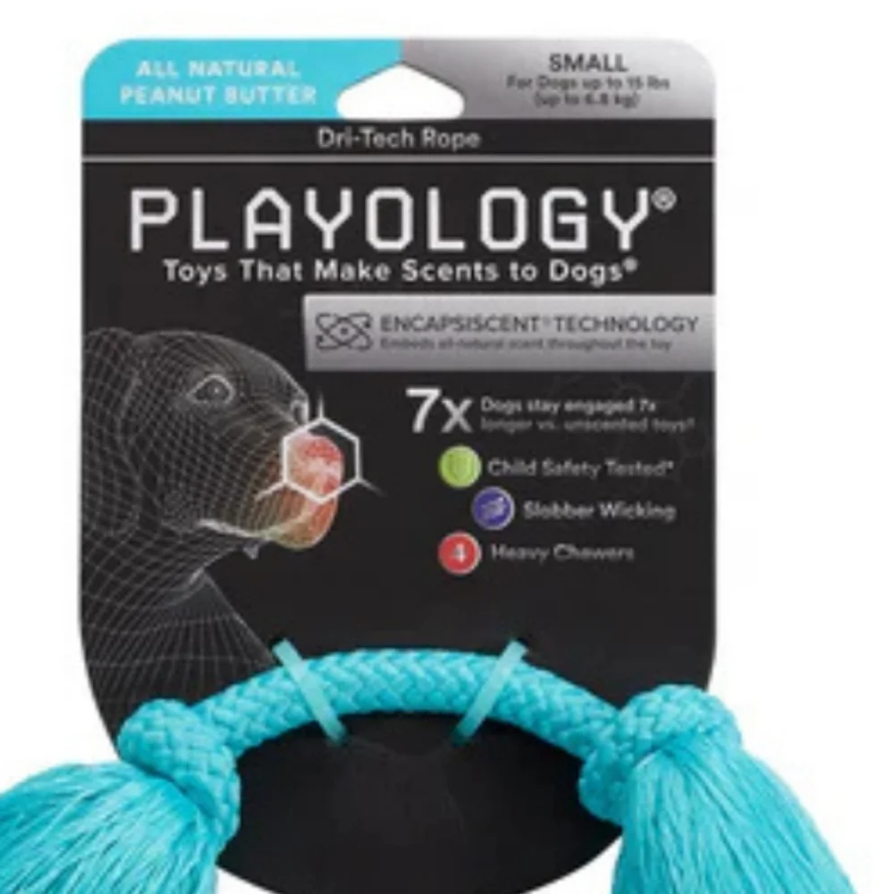 New Playology Dri-Tech Rope Peanut Butter Small Dog Up To 15 Pounds